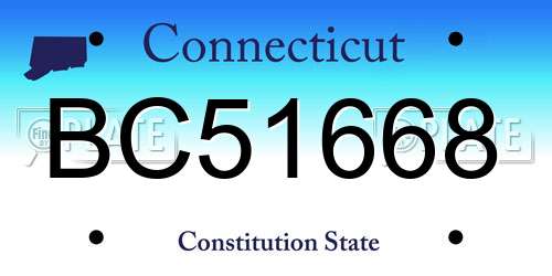 BC51668 Connecticut License Plate