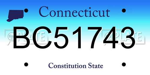 BC51743 Connecticut License Plate