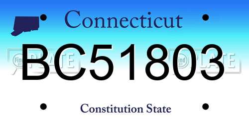 BC51803 Connecticut License Plate