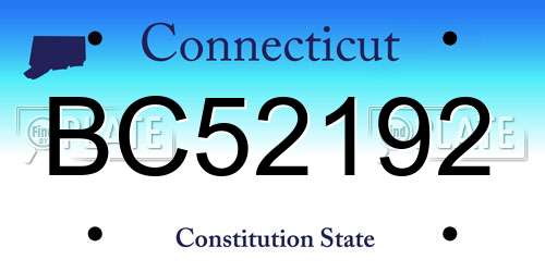 BC52192 Connecticut License Plate