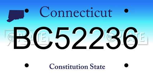 BC52236 Connecticut License Plate