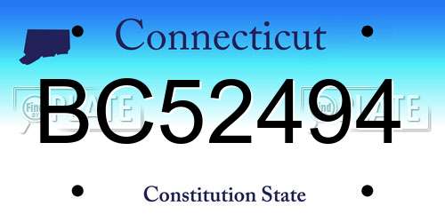 BC52494 Connecticut License Plate