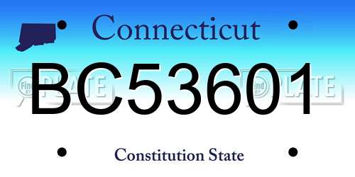 BC53601 Connecticut License Plate