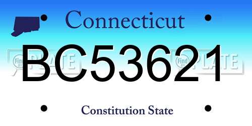 BC53621 Connecticut License Plate