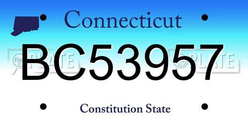 BC53957 Connecticut License Plate
