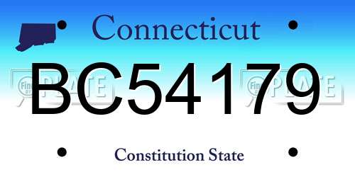 BC54179 Connecticut License Plate