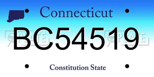 BC54519 Connecticut License Plate