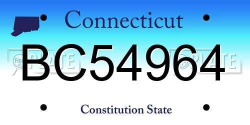 BC54964 Connecticut License Plate