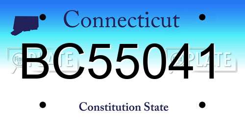 BC55041 Connecticut License Plate