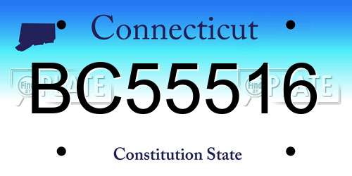 BC55516 Connecticut License Plate