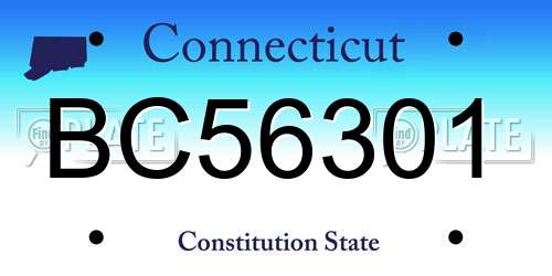 BC56301 Connecticut License Plate