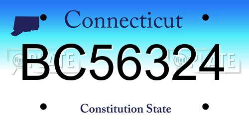 BC56324 Connecticut License Plate
