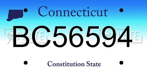 BC56594 Connecticut License Plate