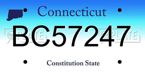 BC57247 Connecticut License Plate