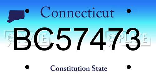 BC57473 Connecticut License Plate