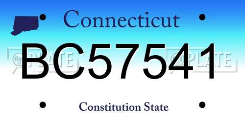 BC57541 Connecticut License Plate