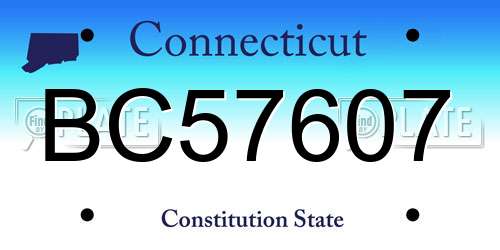 BC57607 Connecticut License Plate
