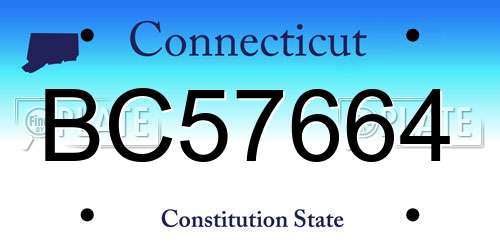 BC57664 Connecticut License Plate