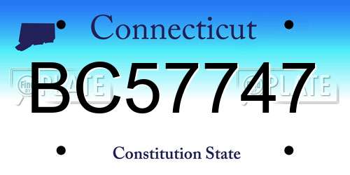 BC57747 Connecticut License Plate