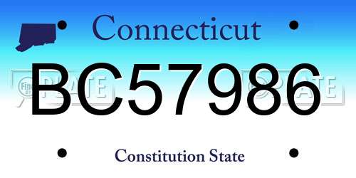 BC57986 Connecticut License Plate