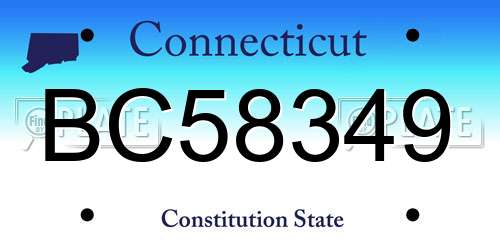 BC58349 Connecticut License Plate