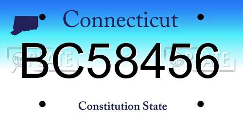 BC58456 Connecticut License Plate