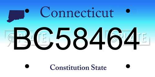 BC58464 Connecticut License Plate