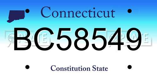 BC58549 Connecticut License Plate