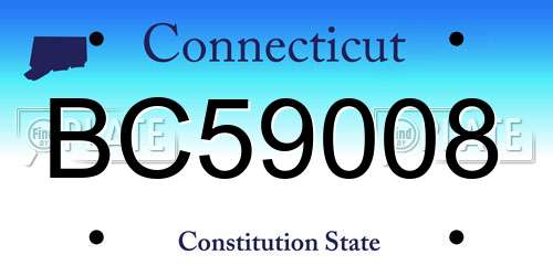 BC59008 Connecticut License Plate