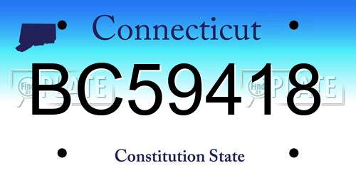 BC59418 Connecticut License Plate