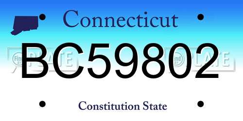 BC59802 Connecticut License Plate