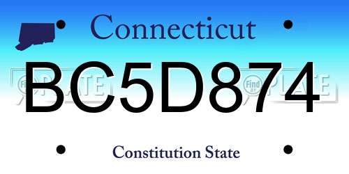 BC5D874 Connecticut License Plate
