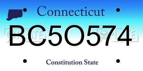 BC5O574 Connecticut License Plate