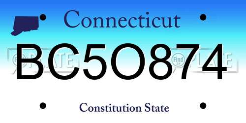 BC5O874 Connecticut License Plate