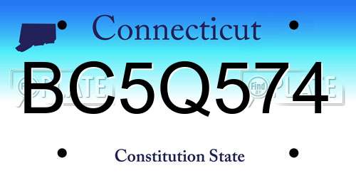 BC5Q574 Connecticut License Plate