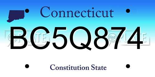BC5Q874 Connecticut License Plate