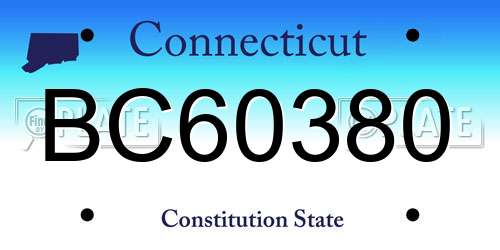 BC60380 Connecticut License Plate