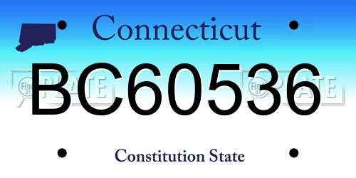 BC60536 Connecticut License Plate