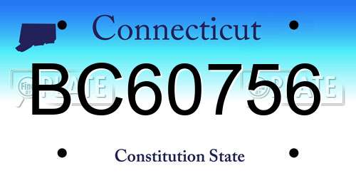 BC60756 Connecticut License Plate