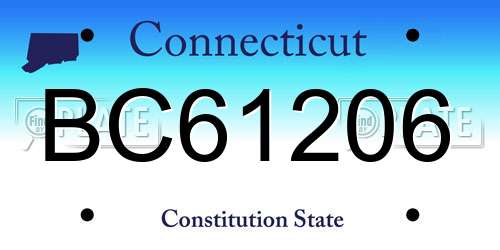 BC61206 Connecticut License Plate