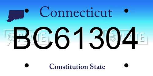 BC61304 Connecticut License Plate