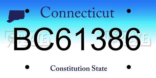 BC61386 Connecticut License Plate