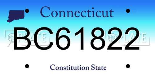 BC61822 Connecticut License Plate