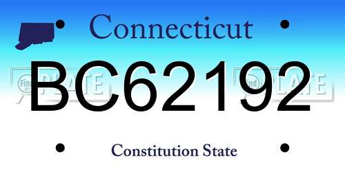 BC62192 Connecticut License Plate