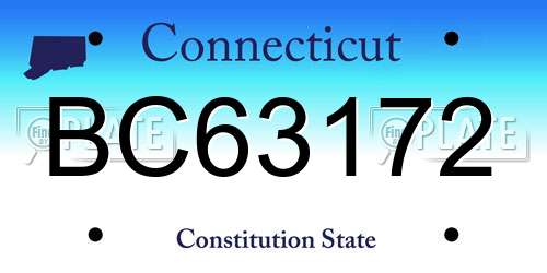 BC63172 Connecticut License Plate