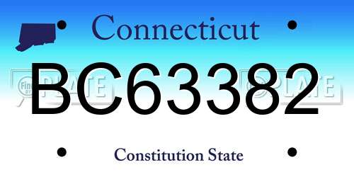 BC63382 Connecticut License Plate