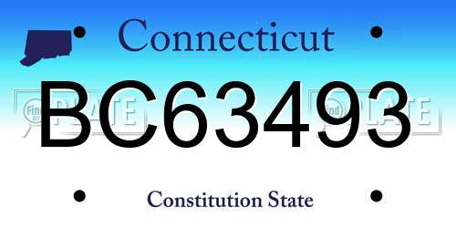 BC63493 Connecticut License Plate