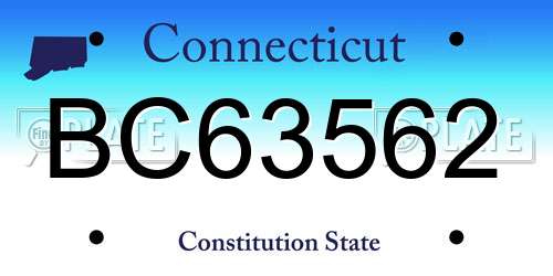BC63562 Connecticut License Plate