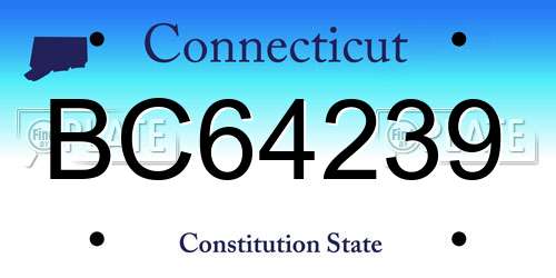 BC64239 Connecticut License Plate