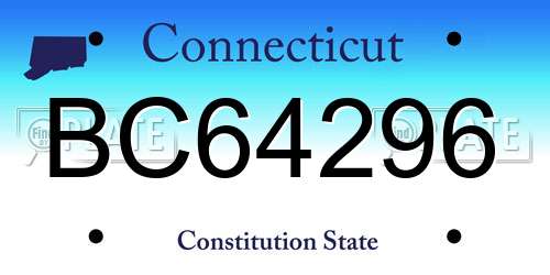 BC64296 Connecticut License Plate